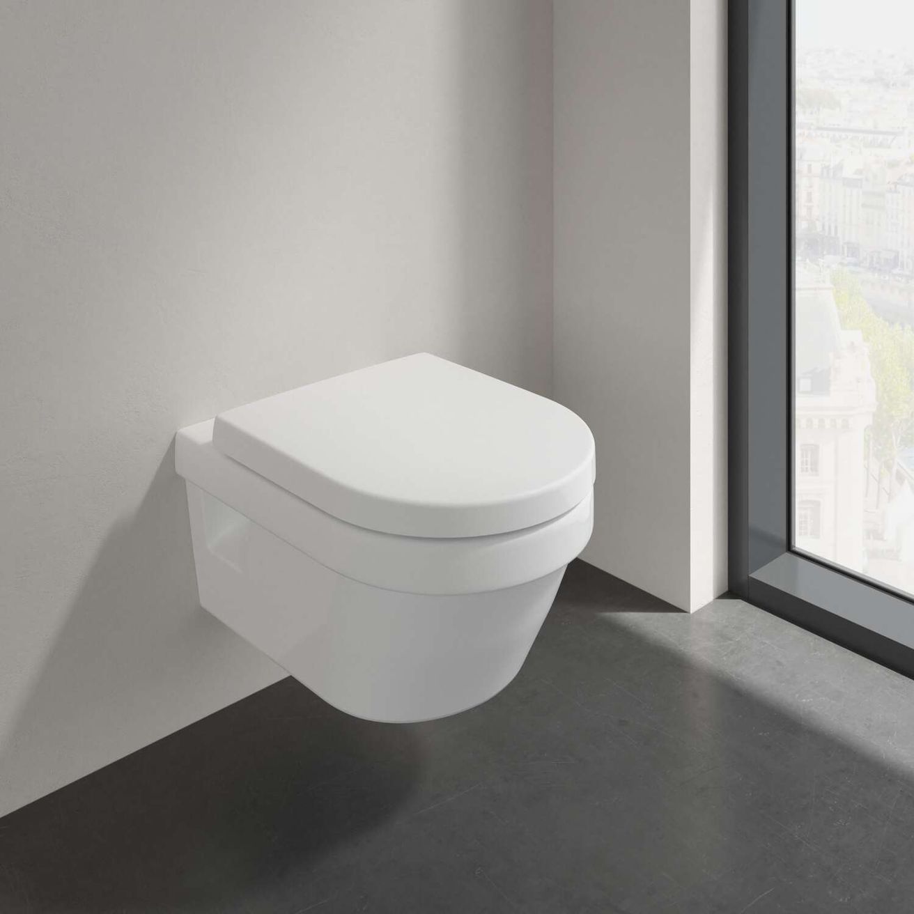 Villeroy & Boch Architectura Závesné WC s WC doskou, Rimless, Ceramicplus, alpská biela 5684HRR1 - galéria #1