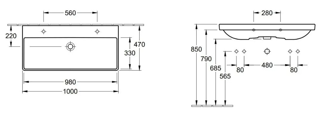 Villeroy & Boch Avento Umývadlo na skrinku 100 x 47 cm, alpská biela 4156A401 - galéria #8