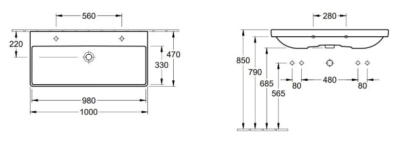Villeroy & Boch Avento Nábytkové dvojumývadlo 100 x 47 cm, alpská biela 4156A4R1 - galéria #3