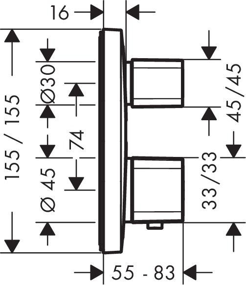 Hansgrohe Termostatická batéria Hansgrohe, dvojcestná, bez telesa 15708000 - galéria #1