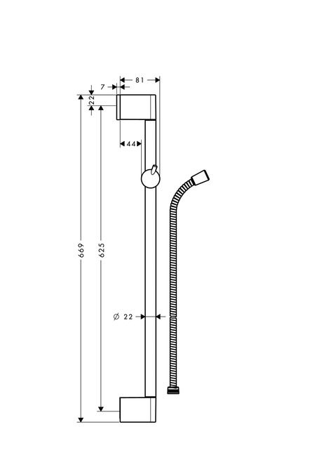 Hansgrohe Unica Sprchová tyč Crometta 65 cm so sprchovou hadicou 27615000 - galéria #1