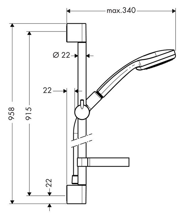 Hansgrohe sprchový set so sprchovou tyčou 90 cm, 4jet, chróm 27771000 - galéria #1