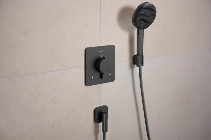 Hansgrohe FixFit Fine Q Podomietkový vývod hadice, kartáčovaný čierny chróm 28884340 - galéria #1