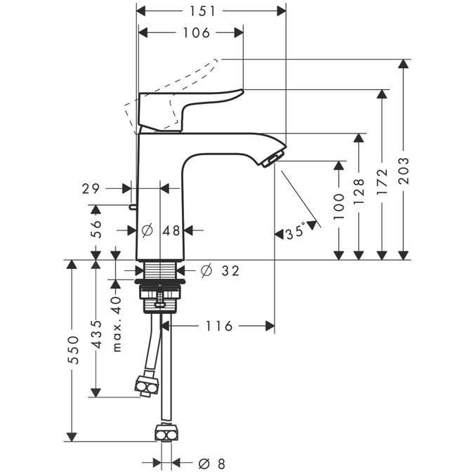 Hansgrohe Metris Umývadlová batéria 110 s výtokom 31074000 - galéria #1