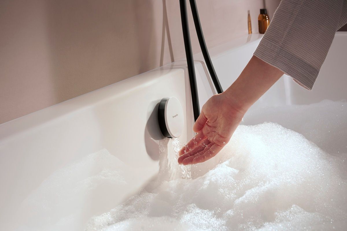 Hansgrohe Exafill Vonkajšie kryty vaňového sifónu, brúsený čierny chróm/lesklá biela 58119340 - galéria #2