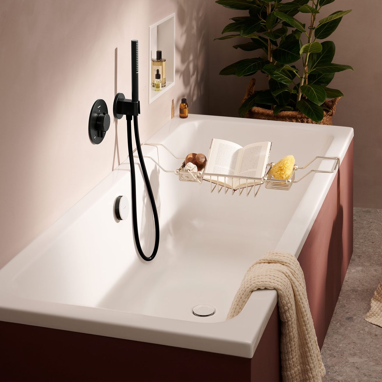 Hansgrohe Flexaplus Vonkajšie kryty vaňového sifónu, kartáčovaný čierny chróm/lesklá biela 58187340 - galéria #1
