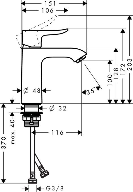 Hansgrohe Metris Umývadlová batéria, bez výtoku, chróm 31084000 - galéria #1