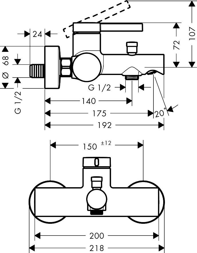 Hansgrohe Zesis S Vanová nástěnná baterie, černá mat 74420670 - galéria #1