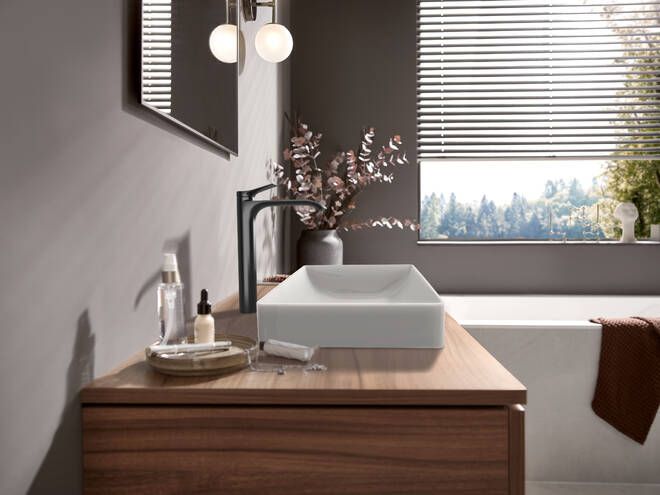 Hansgrohe Vivenis Batéria k umývadlu s CoolStart, s tiahlom, kartáčovaný čierny chróm 75044340 - galéria #2