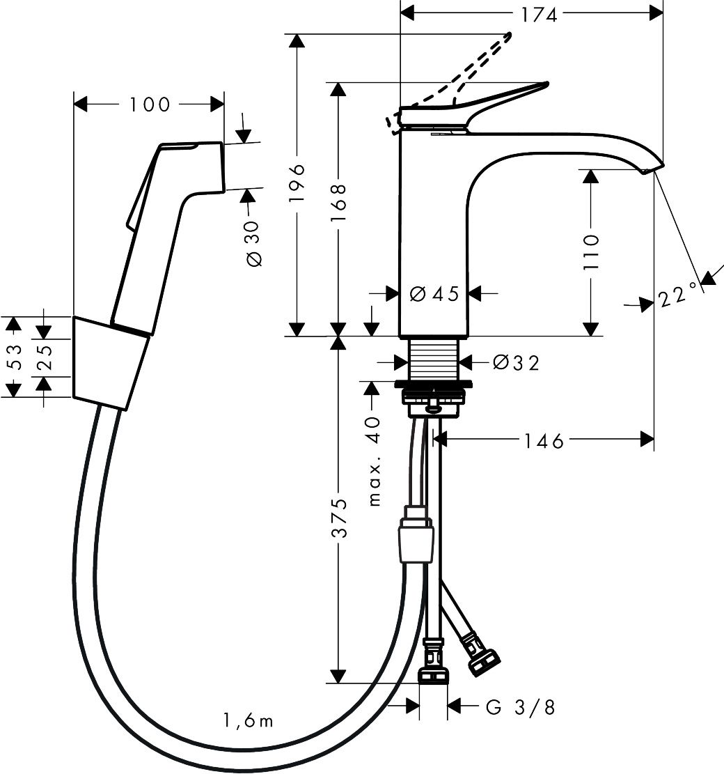 Hansgrohe Vivenis Umyvadlová batéria s ručnou sprchou Bidette a hadicou, kartáčovaný bronz 75210140 - galéria #1