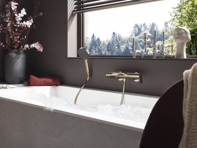 Hansgrohe Vivenis Páková vaňová batéria na stenu, kartáčovaný bronz 75420140 - galéria #1