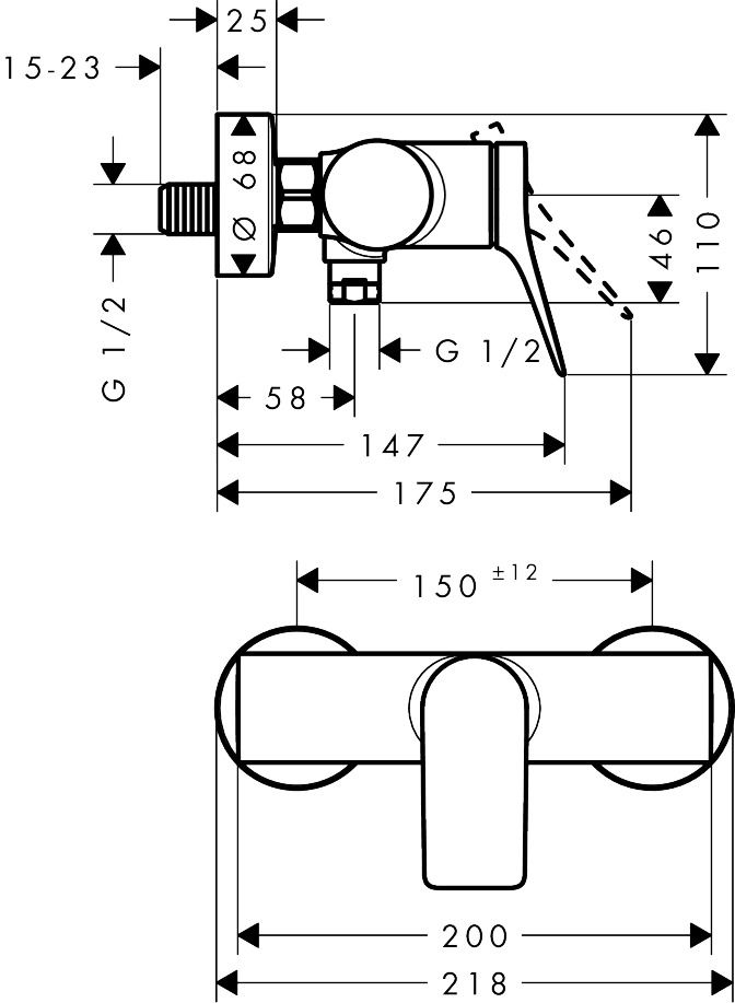 Hansgrohe Vivenis Páková sprchová batéria na stenu, čierna matná 75623670 - galéria #1