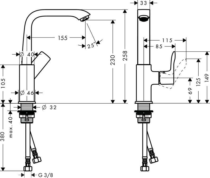 Hansgrohe Metris Páková umývadlová batéria 230, 31187000 - galéria #1