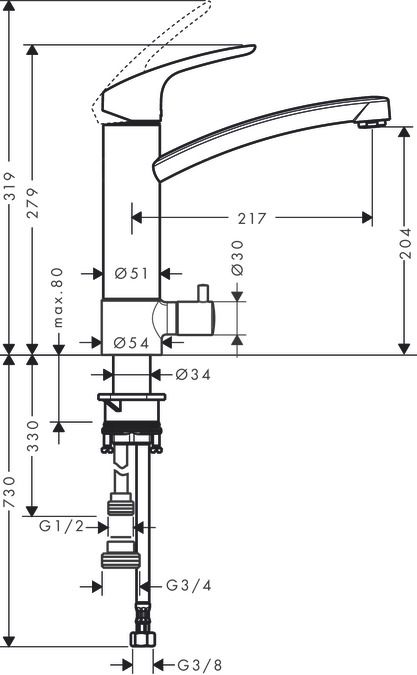 Hansgrohe Focus M41 páková kuchynská batéria 200 31803000 - galéria #1