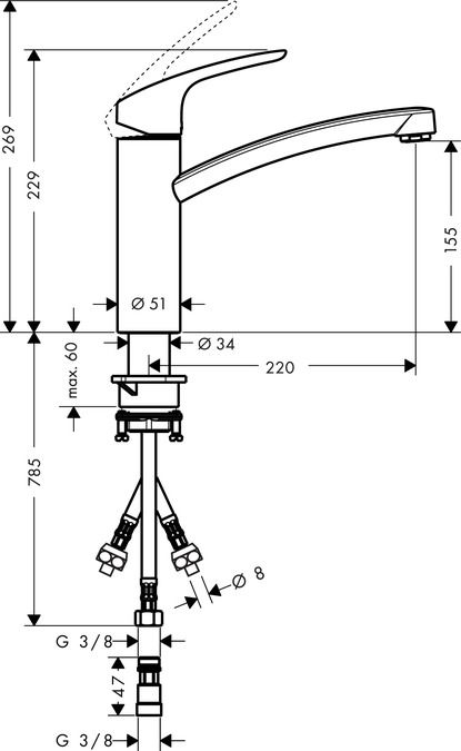 Hansgrohe Focus M41 páková kuchynská batéria 160 31804000 - galéria #1