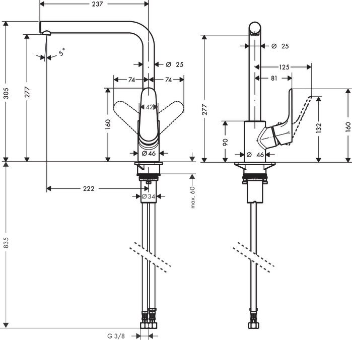 Hansgrohe Focus M41 páková kuchynská batéria 280 31817800 - galéria #1
