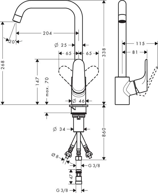 Hansgrohe Focus M41 Kuchynská batéria 260 31822000 - galéria #1