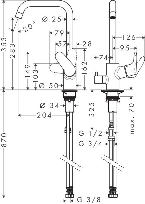 Hansgrohe Focus M41 páková kuchynská batéria 260 31823000 - galéria #1