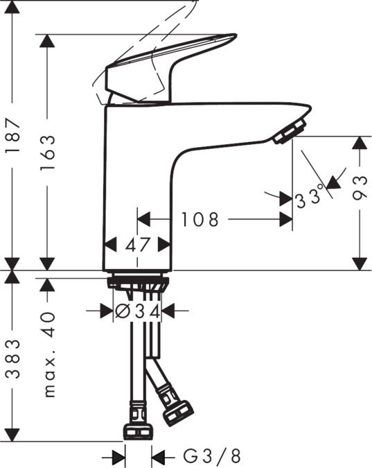 Hansgrohe Logis Umývadlová batéria s výpusťou, chróm 71107000 - galéria #1