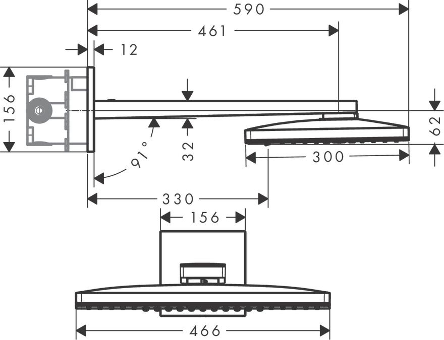 Hansgrohe Rainmaker Select hlavová sprcha 460 2jet so sprchovým ramenom 24005400 - galéria #1