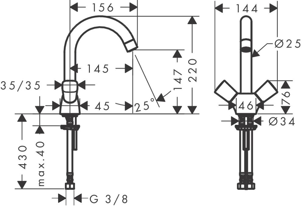 Hansgrohe Logis Umývadlová batéria bez výpuste, chróm 71221000 - galéria #1