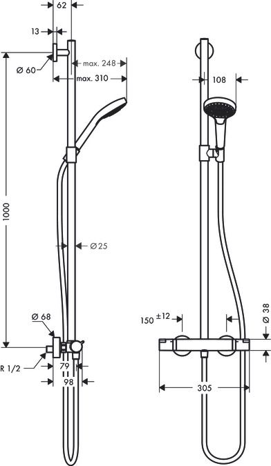 Hansgrohe Croma Select S SemiPipe Multi s termostatom 27247400 - galéria #1