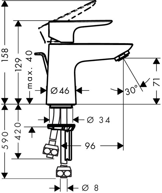 Hansgrohe Talis E Umývadlová batéria pre beztlakové ohrievače, s výtokom, chróm 71707000 - galéria #1