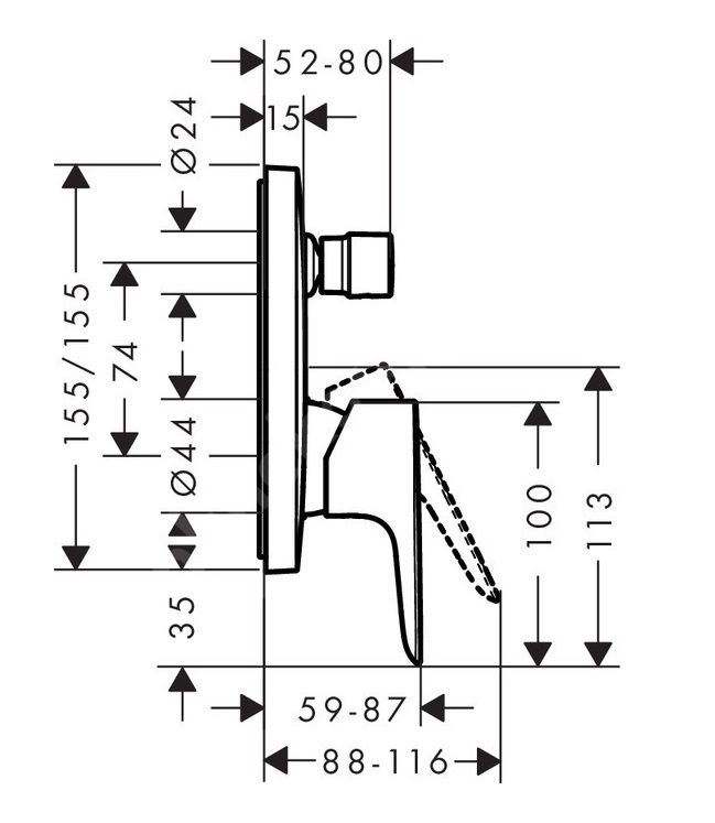 Hansgrohe Talis E Páková vaňová batéria, chróm 71745000 - galéria #1