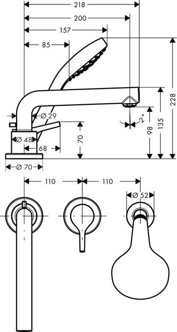 Hansgrohe Talis S trojotvorová páková batéria, 72417000 - galéria #1