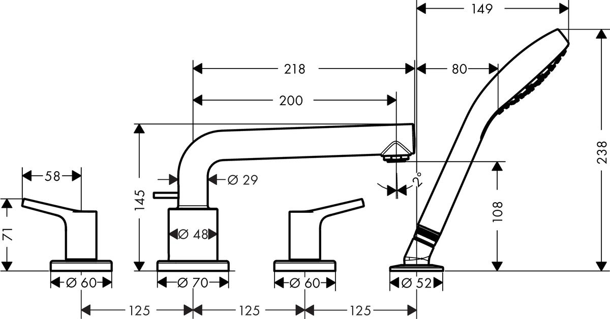 Hansgrohe Štvorotvorová batéria Talis S, 72419000 - galéria #1