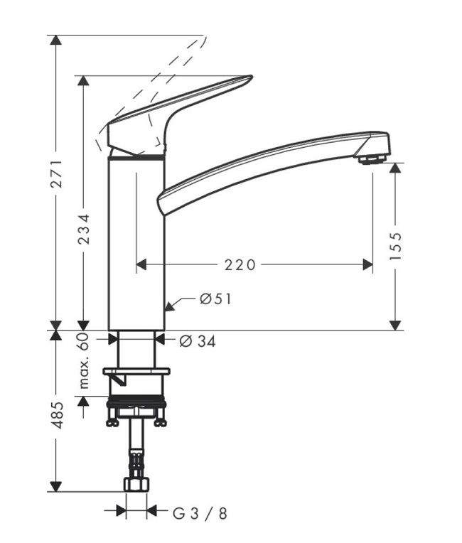 Hansgrohe Logis Drezová batéria otočná, chróm - galéria #1