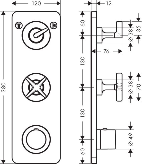 Axor Citterio E Termostatický modul 380/120 so skrytou inštaláciou 36703000 - galéria #1