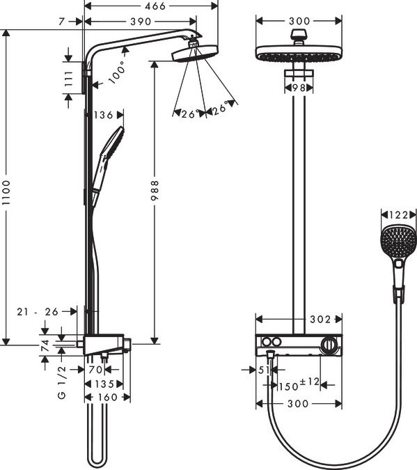 Hansgrohe Sprchový systém Raindance Select E 27283000 - galéria #1