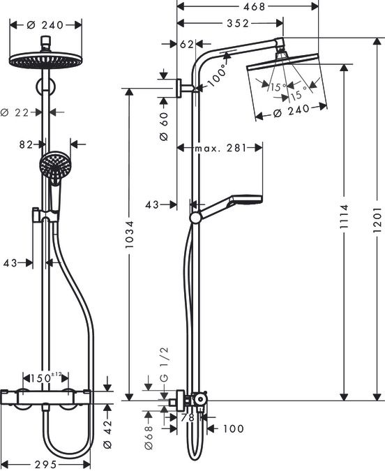 Hansgrohe Crometta S Showerpipe 240 1jet s termostatom 27267000 - galéria #1