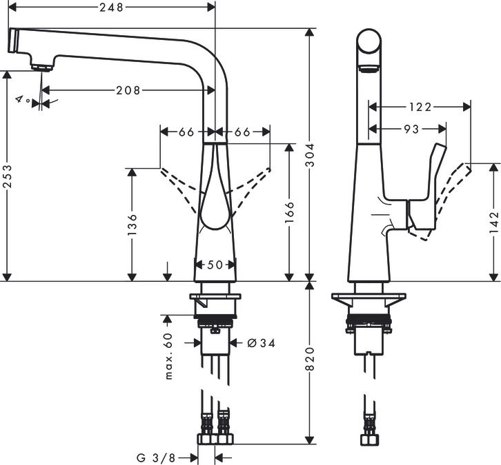 Hansgrohe Metris Páková kuchynská batéria 260, 14847800 - galéria #1