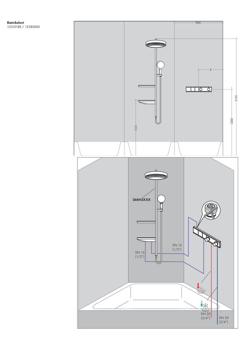 Hansgrohe RainSelect Termostatická batéria pre 2 vývody, leštené zlato 15380990 - galéria #3