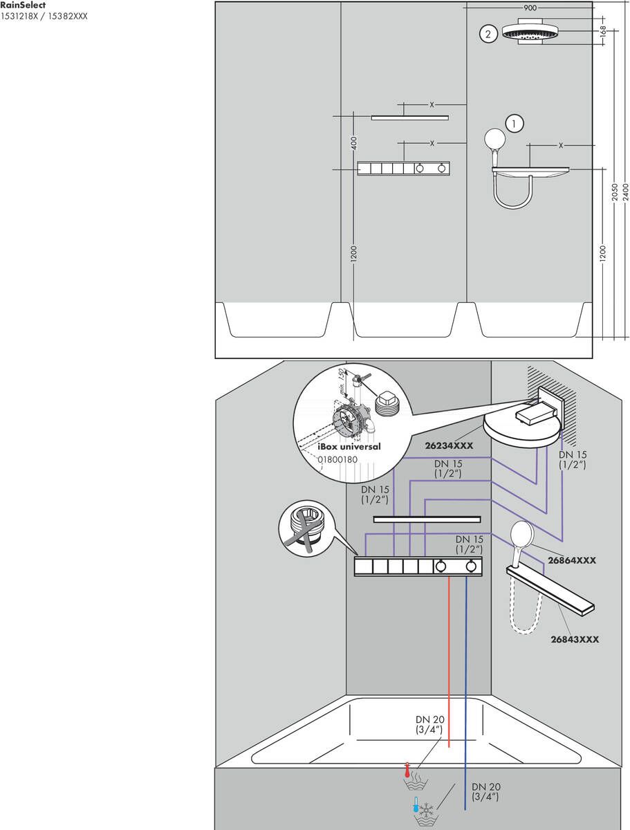 Hansgrohe RainSelect Termostatická batéria pre 4 vývody, chróm 15382000 - galéria #2