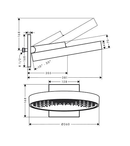 Hansgrohe Rainfinity Hlavová sprcha 360 s pripojením na stenu chróm 26230000 - galéria #1