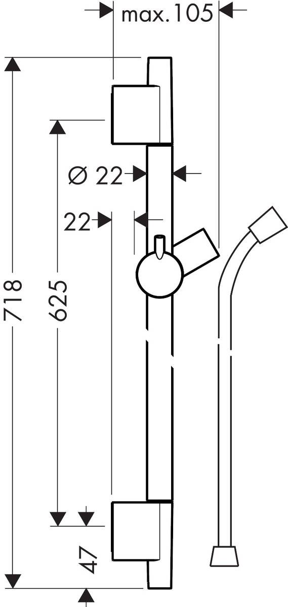 Hansgrohe Unica S Puro Sprchová tyč 650 mm so sprchovou hadicou, matná čierna 28632670 - galéria #1