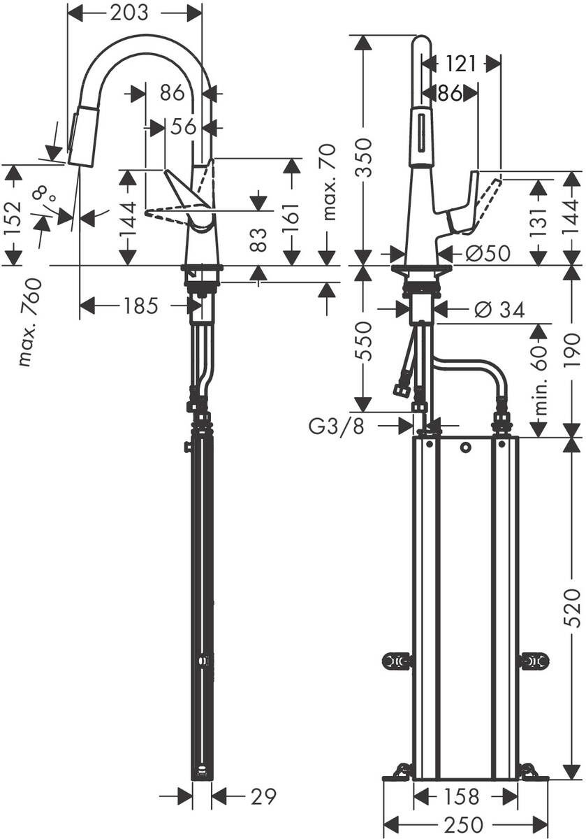 Hansgrohe Talis M51 Umývadlová batéria so sprchou, 2-polohová, nerezová oceľ 73850800 - galéria #3