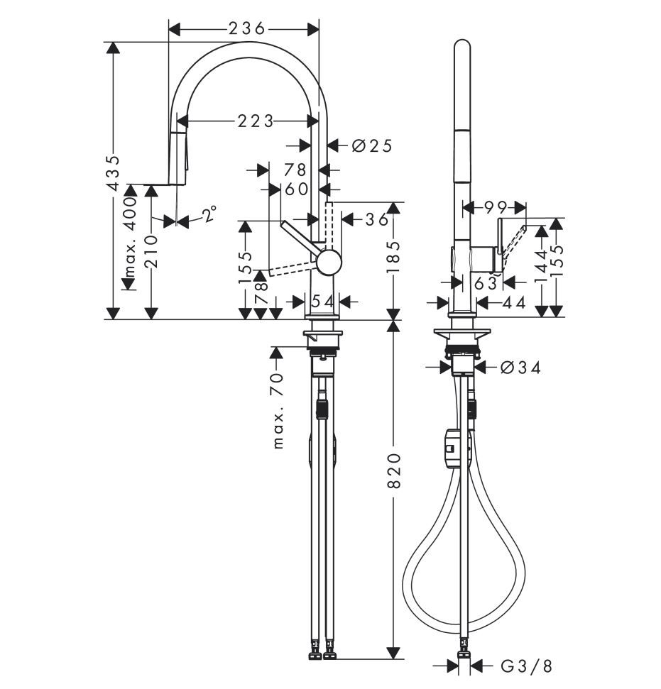 Hansgrohe Talis M54 Umývadlová batéria, stojaca so sprchou, chróm 72800000 - galéria #4
