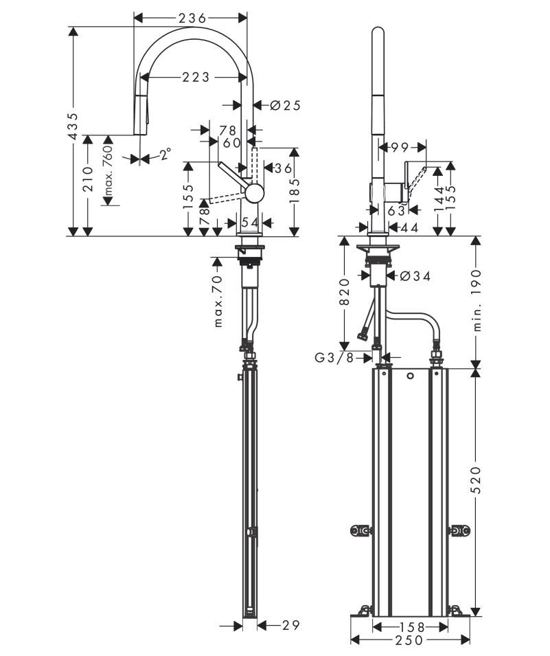 Hansgrohe Talis M54 Umývadlová batéria, stojaca so sprchou, sBox, chróm 72801000 - galéria #4