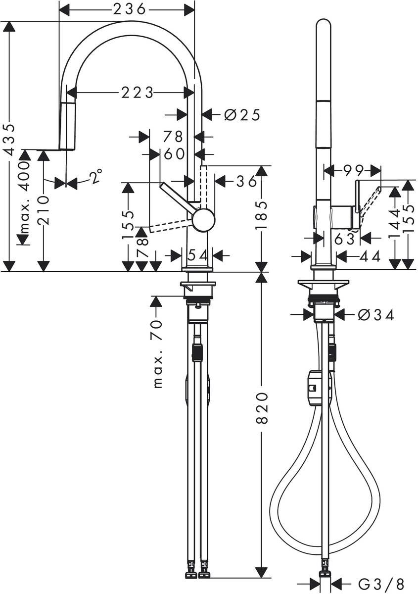 Hansgrohe Talis M54 Drezová batéria, stojánková s výsuvnou výlevkou, čierna matná 72802670 - galéria #1