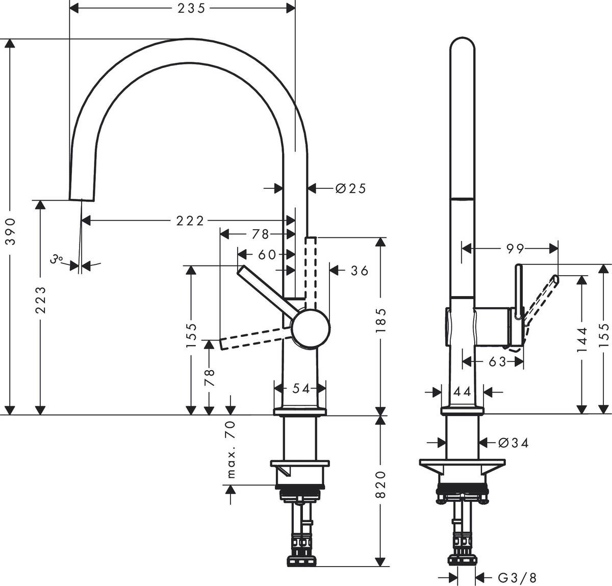 Hansgrohe Talis M54 Umývadlová batéria, stojaca, chróm 72804000 - galéria #1