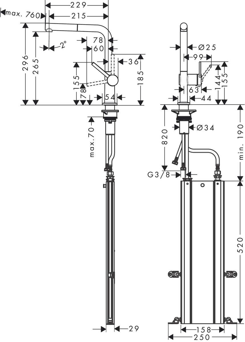 Hansgrohe Talis M54 Umývadlová batéria, stojánková batéria s výsuvnou výlevkou, sBox, matná čierna 72809670 - galéria #2