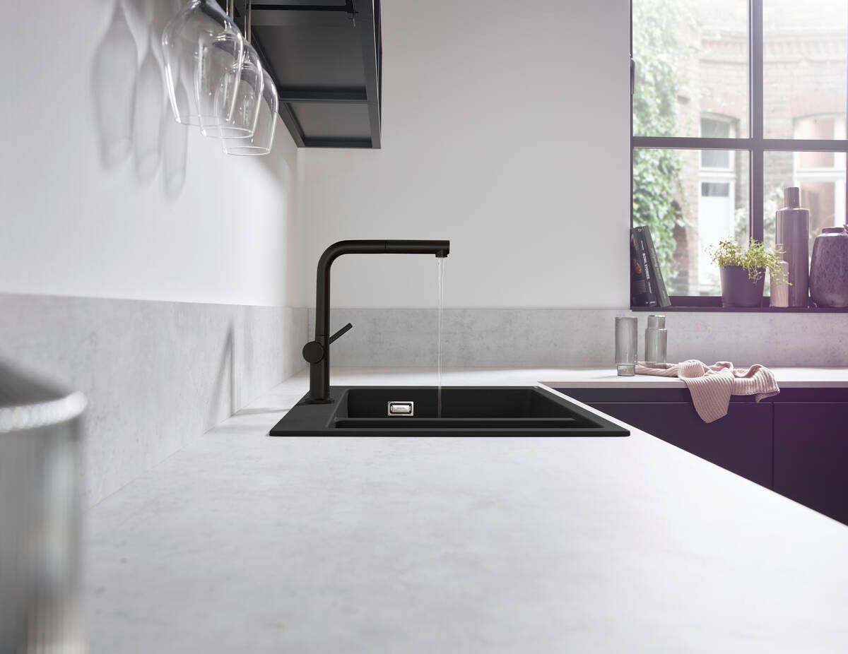 Hansgrohe Talis M54 Umývadlová batéria, stojánková batéria s výsuvnou výlevkou, sBox, matná čierna 72809670 - galéria #1