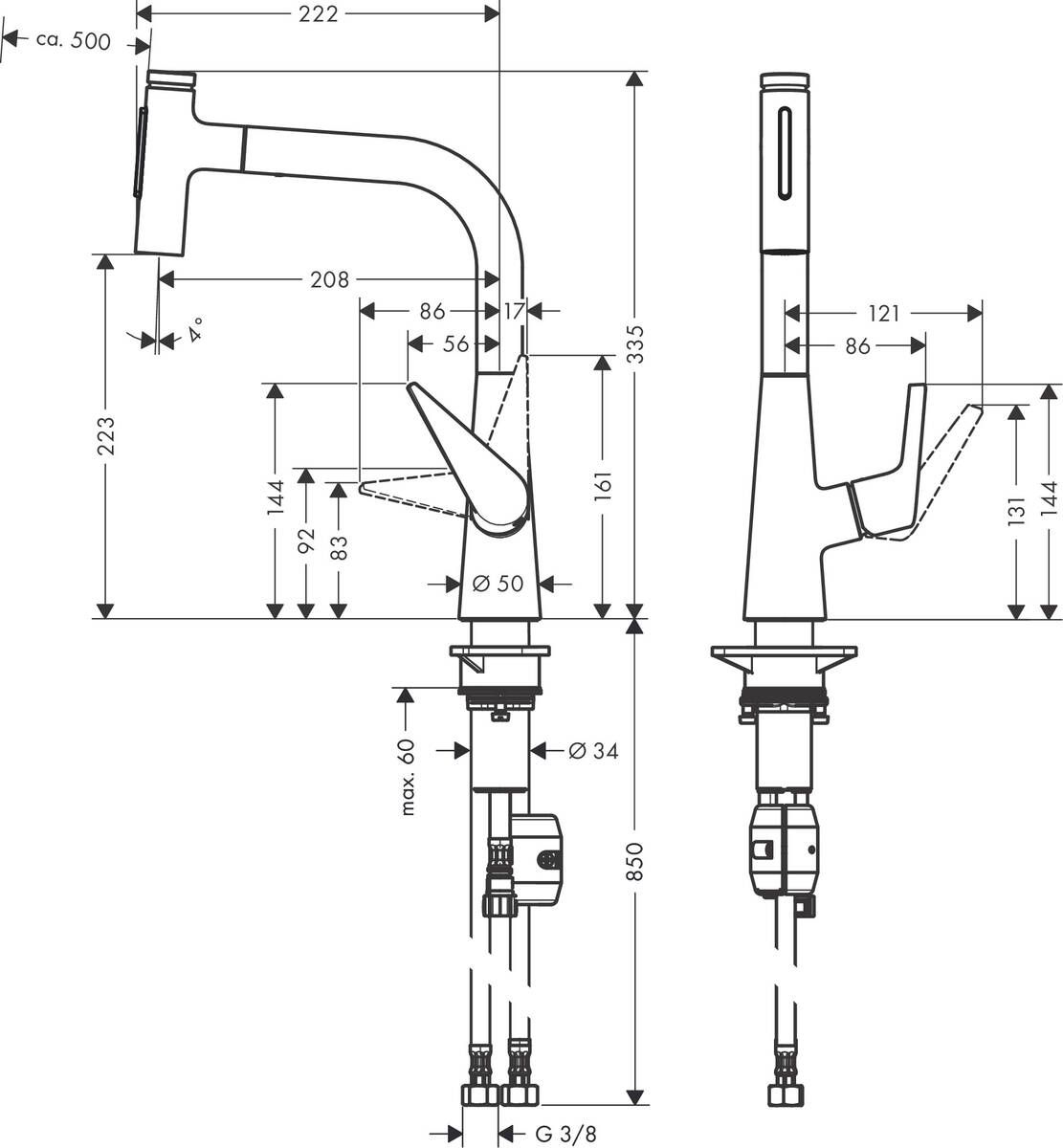 Hansgrohe Talis Select M51 Drezová batéria s výsuvnou sprchou, nerezová oceľ 72824800 - galéria #1