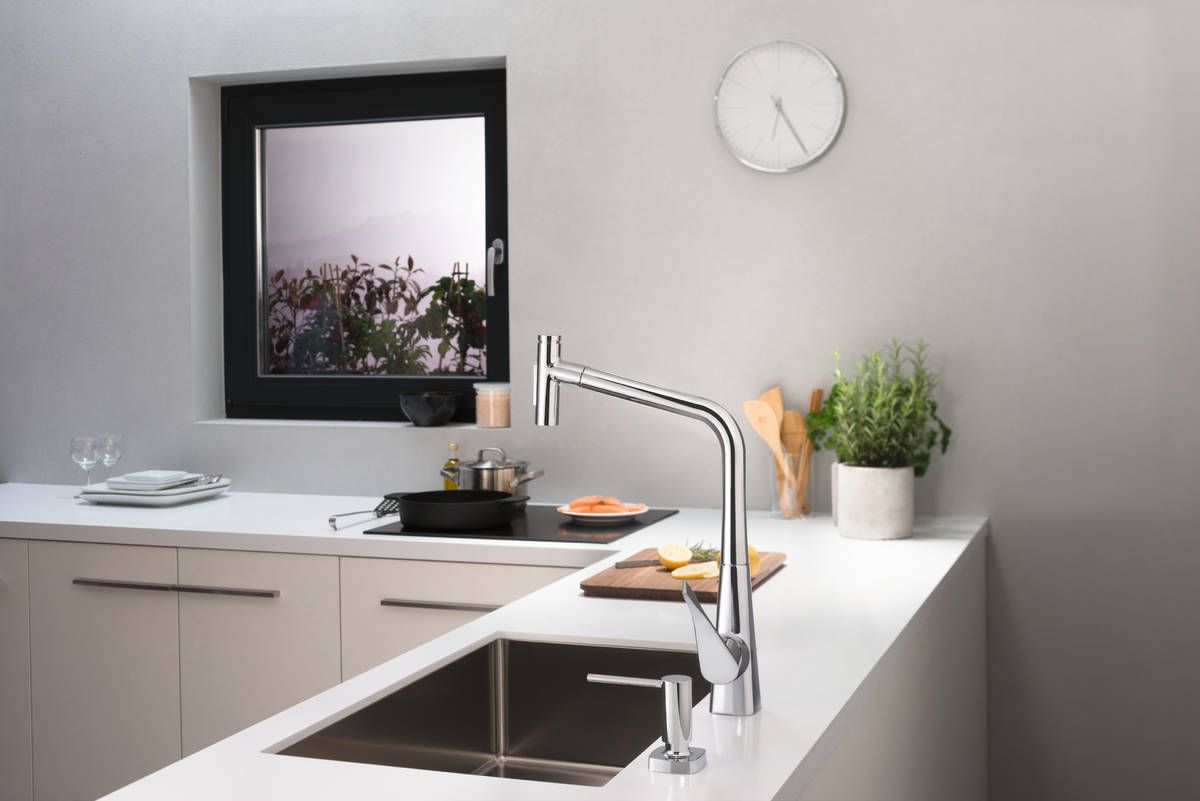 Hansgrohe Metris Select M71 Drezová batéria s vyťahovacou sprchou, 2-polohová, chróm 73816000 - galéria #1
