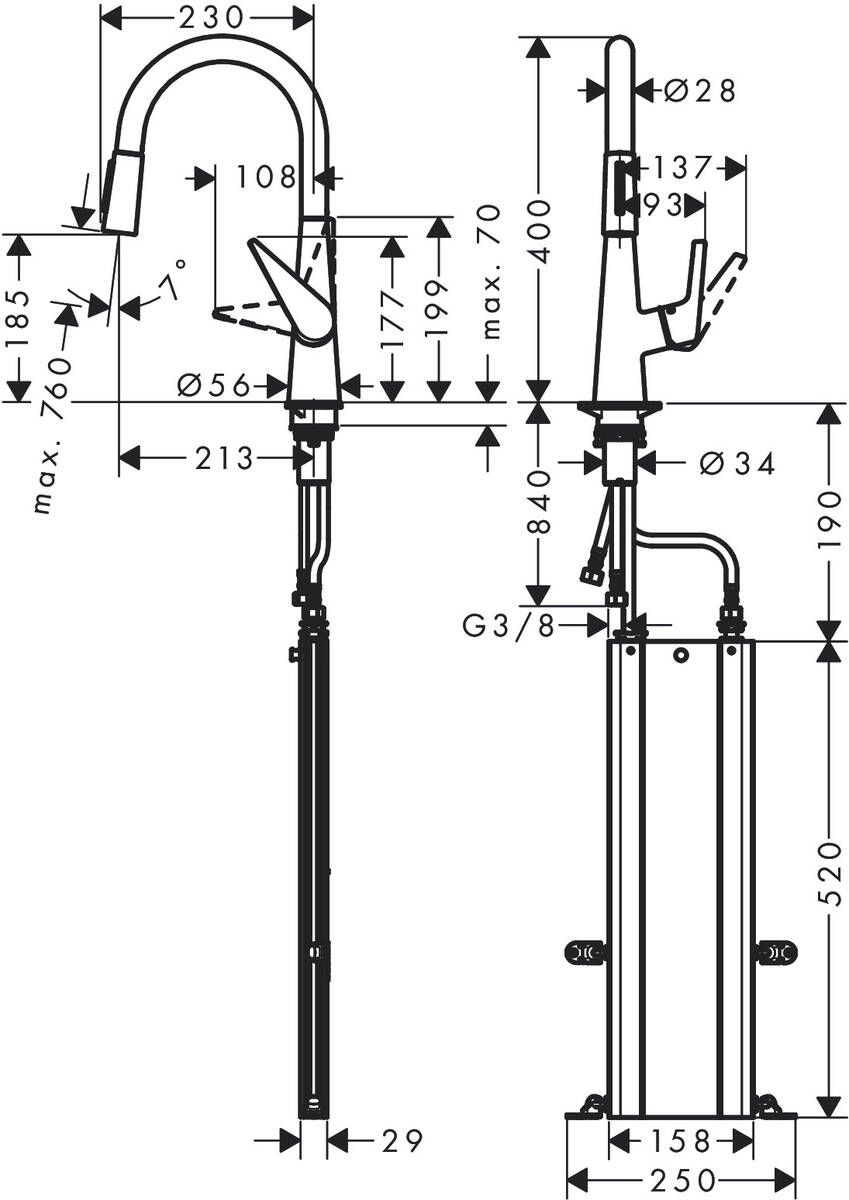 Hansgrohe Talis M51 Umývadlová batéria so sprchou, 2-polohová, chróm 73851000 - galéria #1