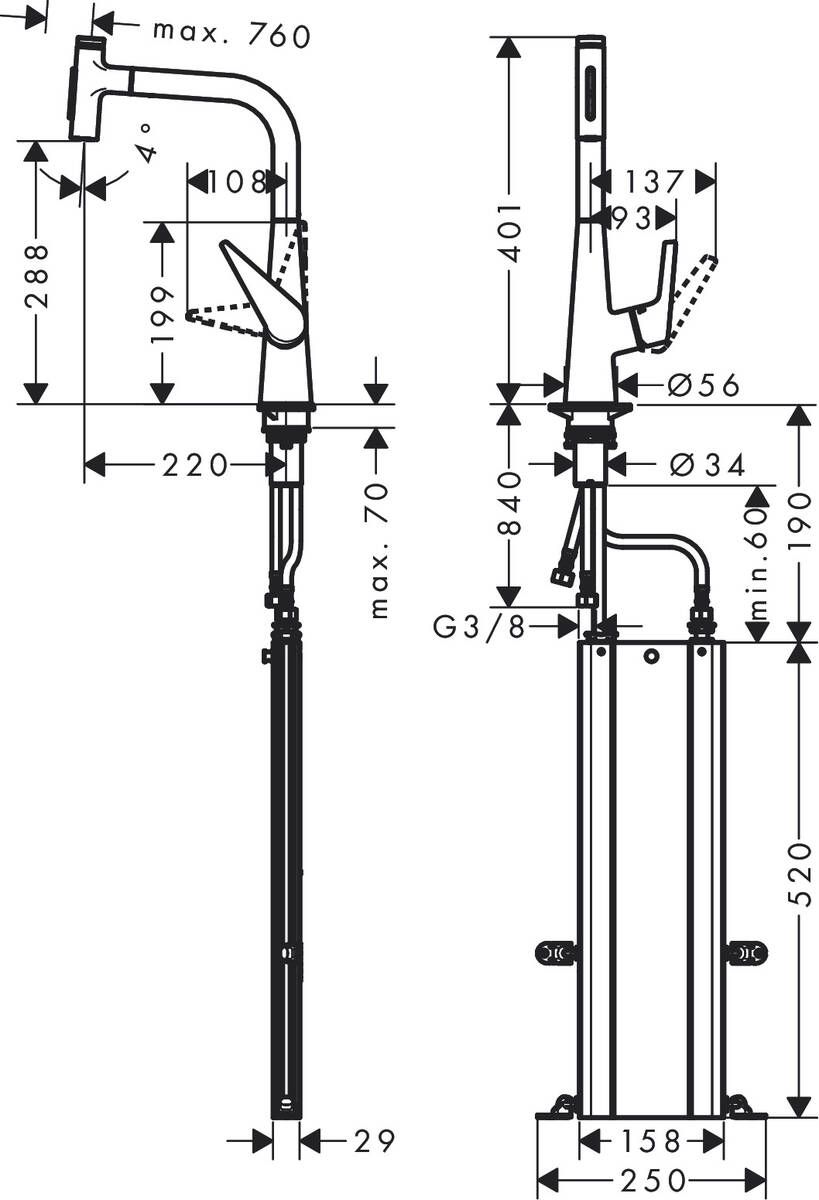 Hansgrohe Talis Select M51 Umývadlová batéria s vyťahovacou sprchou, 2 polohy, chróm 73867000 - galéria #3